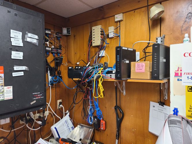 Before — messy cabling